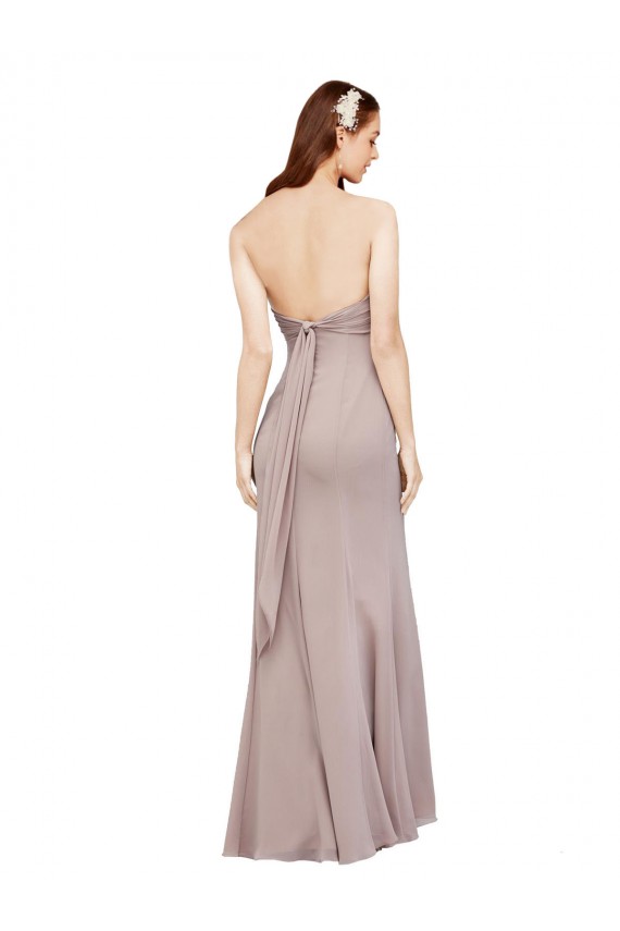 Fit and Flare Long Chiffon Bridesmaid Dress / Prom Dress with Sash and Open Back for Sale