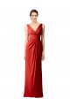 Shirred Long Floor Length Chiffon Bridesmaid Dress with V-Back for Sale