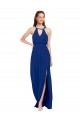 High Keyhole Neck Long Chiffon Bridesmaid Dress with Slit for Sale