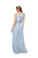 High Keyhole Neck Long Chiffon Bridesmaid Dress with Slit for Sale