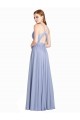 Ruched Criss Over Bodice Chiffon Bridesmaid Dress with Lace Open Back for Sale
