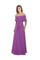 Draped Off The Shoulder Chiffon Bridesmaid Dress with Spaghetti Straps and Ruffled Neckline for Sale