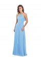 Chiffon A-Line Bridesmaid Dress with Halter Neck and Ruffled Back Straps for Sale