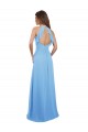 Chiffon A-Line Bridesmaid Dress with Halter Neck and Ruffled Back Straps for Sale