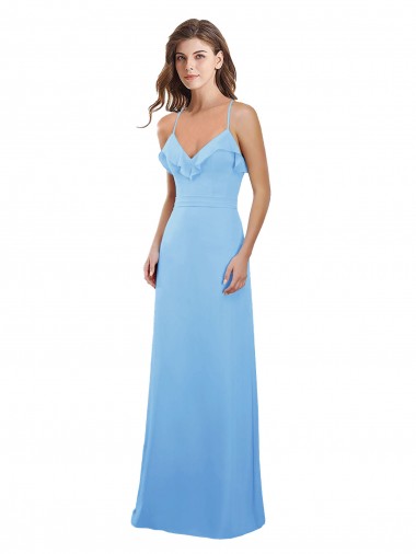 Slim Chiffon Bridesmaid Dress with Ruffled Sweetheart Neckline for Sale