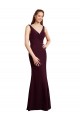 Floor Length Fluted Chiffon Dress with Draped Bodice and V-Neckline for Sale