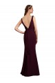 Floor Length Fluted Chiffon Dress with Draped Bodice and V-Neckline for Sale