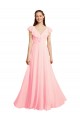 Chiffon A-Line Dress with Full Circle Skirt and Gathered Waistband for Sale