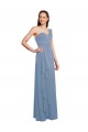 Single Shoulder Strap Long Chiffon Bridesmaid Dress with Cascading Ruffles for Sale