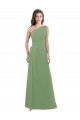 One Shoulder Chiffon Bridesmaid Dress with Pleats and Side Slit for Sale