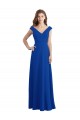 Draped Shoulder V-Neck Long Chiffon Bridesmaid Dress for Sale