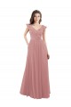 Chiffon A-Line Bridesmaid Dress with V-Neck Wrap Bodice for Sale