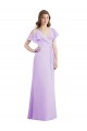 Ruffled Neckline Cold Shoulder Long Chiffon Bridesmaid Dress for Sale