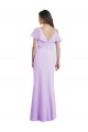 Ruffled Neckline Cold Shoulder Long Chiffon Bridesmaid Dress for Sale