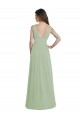 V-Neck A-Line Long Chiffon Bridesmaid Dress with Draped Bodice for Sale