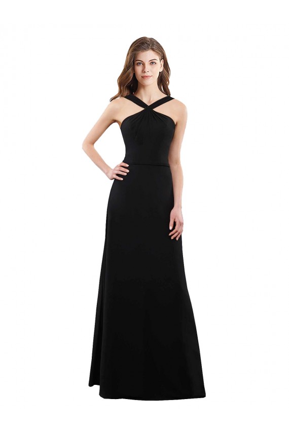 Chiffon A-Line Bridesmaid Dress with Criss Cross Halter Top for Sale