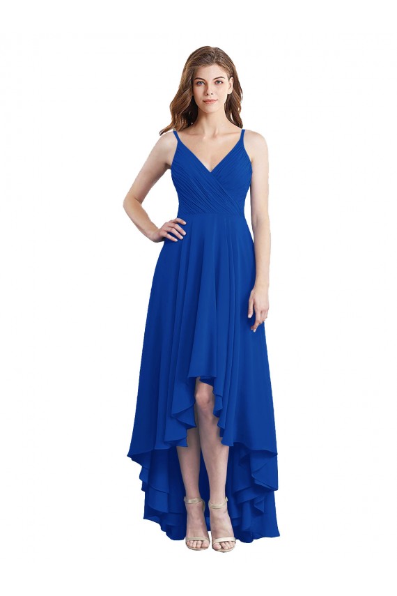 Draped High Low Chiffon Bridesmaid Dress with Cross Over Bodice for Sale