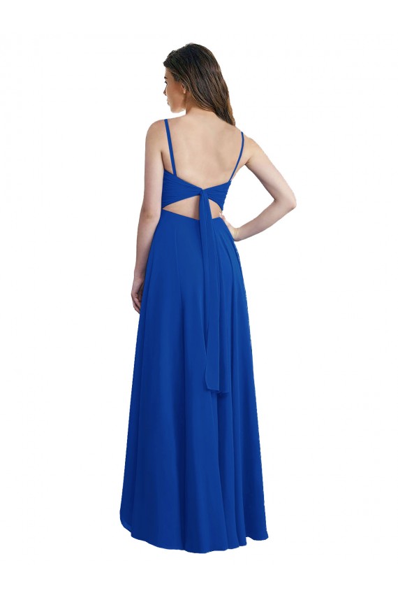Draped High Low Chiffon Bridesmaid Dress with Cross Over Bodice for Sale