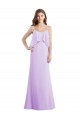 Scoop Neck Long Chiffon Bridesmaid Dress with Cross Over Neckline Flounce for Sale