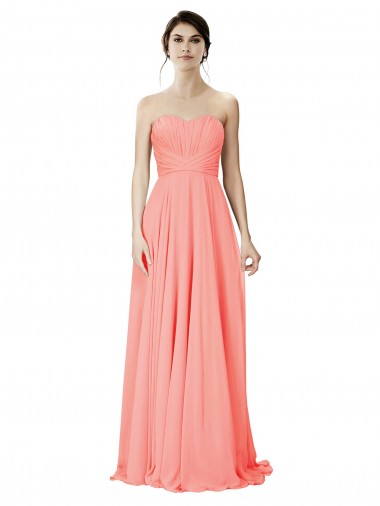 Strapless Chiffon Bridesmaid Dress with Ruched Sweetheart Neckline for Sale