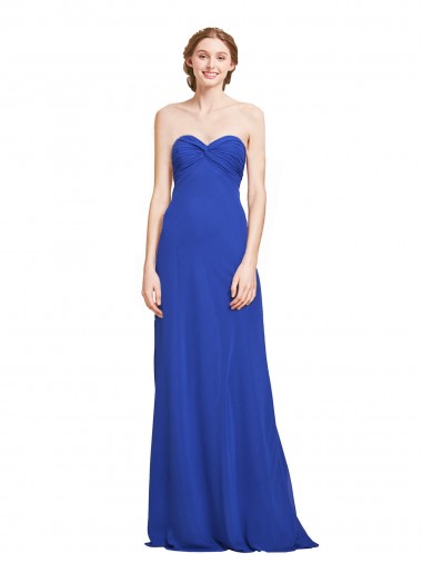 Sweetheart Neckline Chiffon Ruched Bodice Tie Back Bridesmaid Dress for Sale