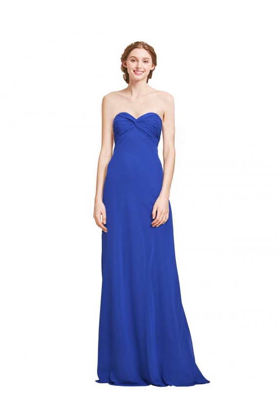 Sweetheart Neckline Chiffon Ruched Bodice Tie Back Bridesmaid Dress for Sale