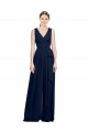 V-Neck Ruched Chiffon Bridesmaid Dress with Waistband for Sale