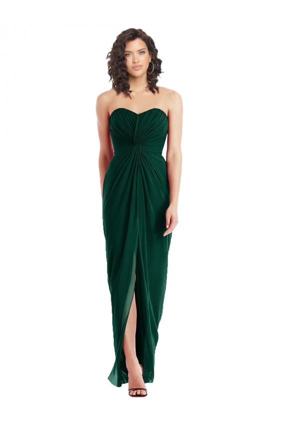 Twist Front Draped Chiffon Bridesmaid Dress with Slit for Sale