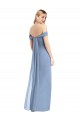 Full Length Draped Off the Shoulder Maxi Bridesmaid Dress with Shirred Streamer for Sale