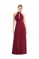 High-Neck Open Back Shirred Halter Maxi Bridesmaid Dress for Sale