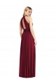 High-Neck Open Back Shirred Halter Maxi Bridesmaid Dress for Sale