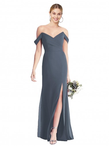 Off the Shoulder Criss Cross Bodice Trumpet Chiffon Bridesmaid Dress for Sale