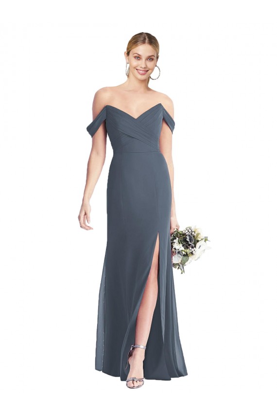 Off the Shoulder Criss Cross Bodice Trumpet Chiffon Bridesmaid Dress for Sale