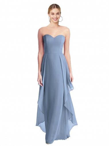Strapless Chiffon Bridesmaid Dress with Skirt Overlay for Sale