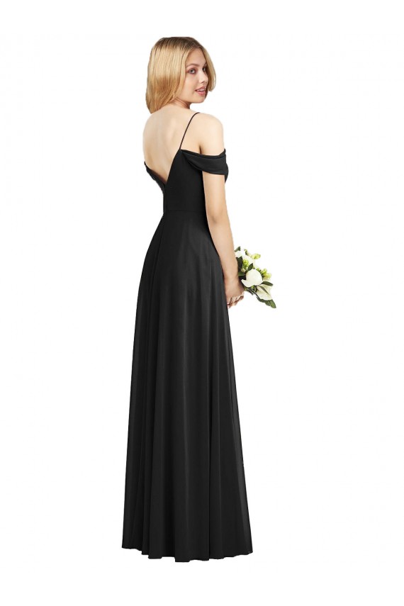 Cold-Shoulder V-Back Chiffon Maxi Bridesmaid Dress for Sale