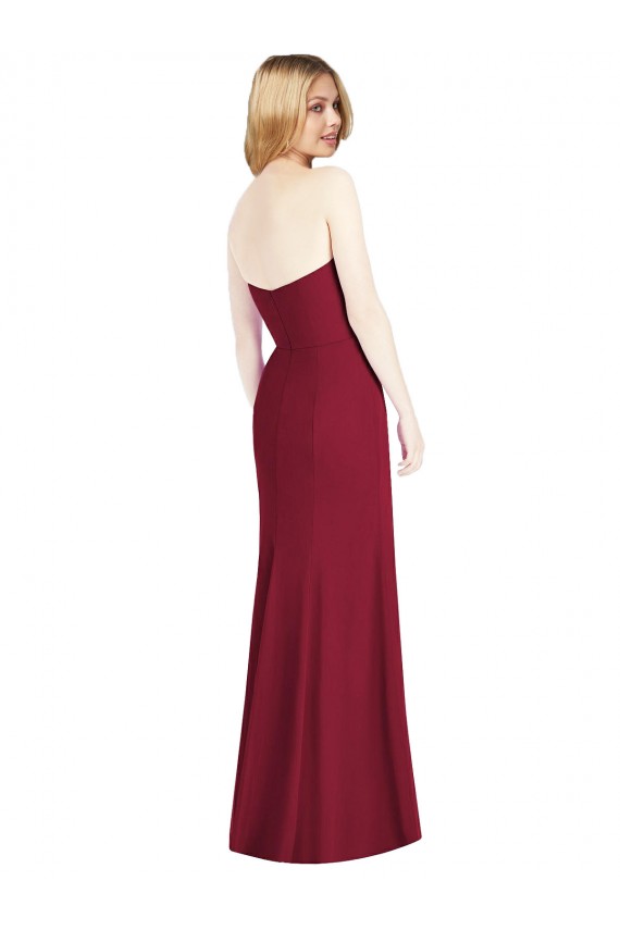 Strapless Chiffon Trumpet Bridesmaid Dress with Front Slit for Sale