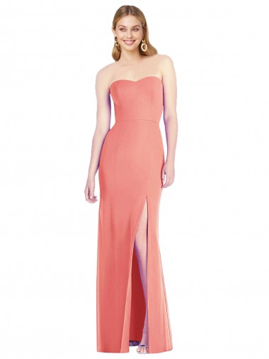 Strapless Chiffon Trumpet Bridesmaid Dress with Front Slit for Sale