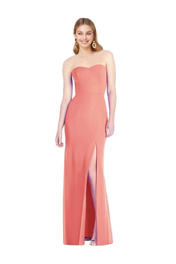 Strapless Chiffon Trumpet Bridesmaid Dress with Front Slit for Sale