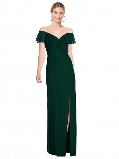 Ruffled Cold-Shoulder Maxi Chiffon Bridesmaid Dress for Sale