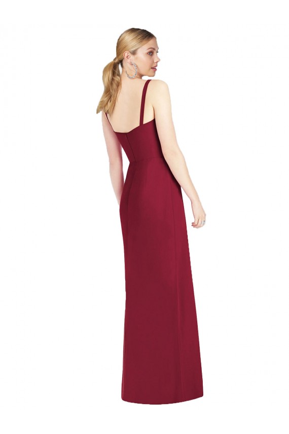 Spaghetti Straps Mermaid Chiffon Bridesmaid Dress with Side Front Slit for Sale