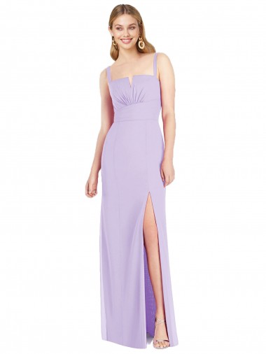 Spaghetti Straps Mermaid Chiffon Bridesmaid Dress with Side Front Slit for Sale