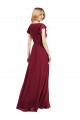 Flutter Sleeves Faux Wrap Chiffon Bridesmaid Dress for Sale