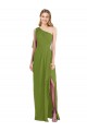 One Shoulder Chiffon Bridesmaid Dress with Draped Front Slit for Sale
