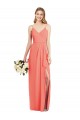 Spaghetti Strap Draped Skirt Chiffon Bridesmaid Dress with Front Slit for Sale