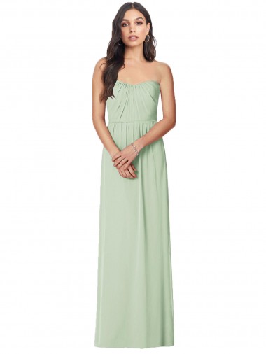 Strapless Sweetheart All-Over Shirring Chiffon Bridesmaid Dress for Sale