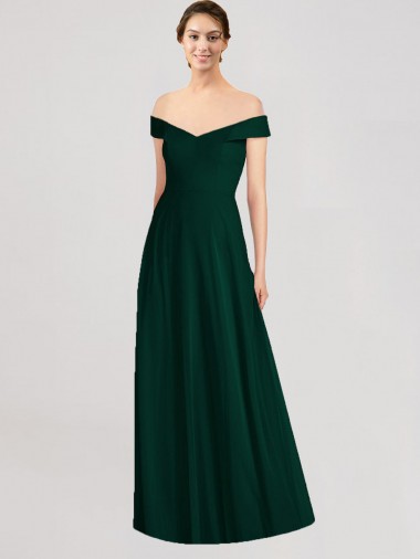 Full length Off the Shoulder Chiffon Bridesmaid Dress for Sale