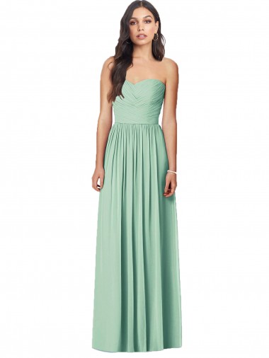 Draped Sweetheart Strapless Long Chiffon Bridesmaid Dress for Sale