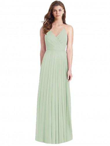 Ruffled Strap Cutout Wrap Maxi Chiffon Bridesmaid Dress for Sale