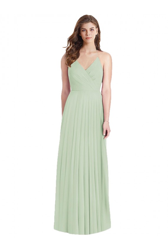 Ruffled Strap Cutout Wrap Maxi Chiffon Bridesmaid Dress for Sale