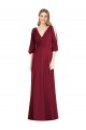 Draped V-Neck Bell Sleeves V-Back Chiffon Bridesmaid Dress for Sale